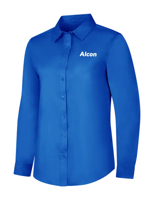 Womens Long Sleeve Royal Blue Superpro React Twill Shirt w/Alcon Logo