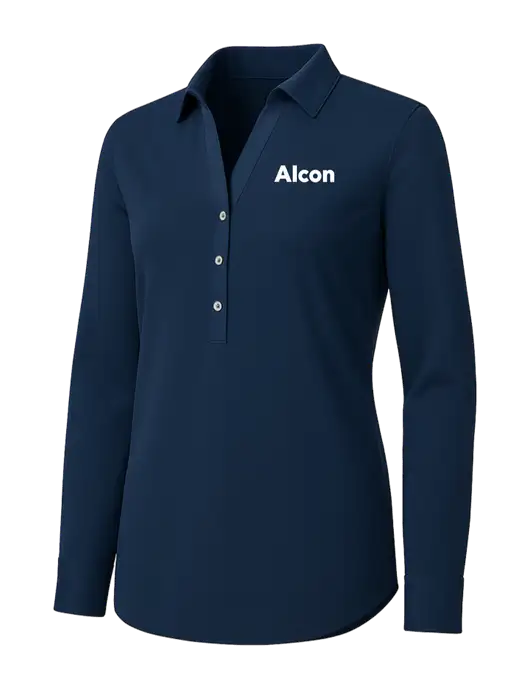 Womens Navy City Stretch Shirt w/Alcon Logo