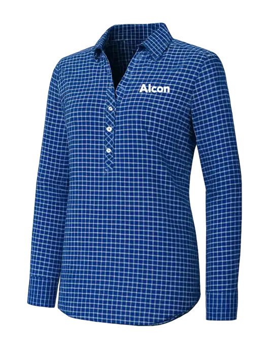 Womens Navy/White City Stretch Shirt w/Alcon Logo