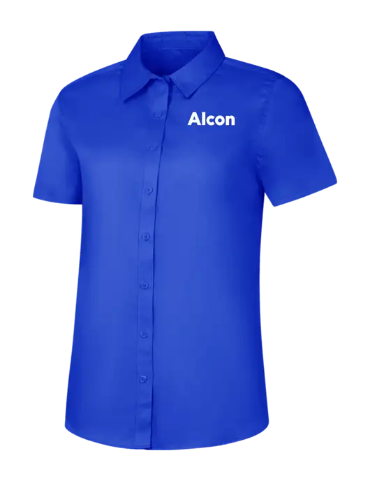 Womens Short Sleeve Dark Royal Superpro React Twill Shirt w/Alcon Logo