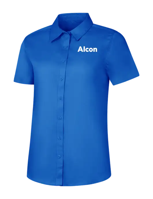 Womens Short Sleeve Royal Blue Superpro React Twill Shirt w/Alcon Logo