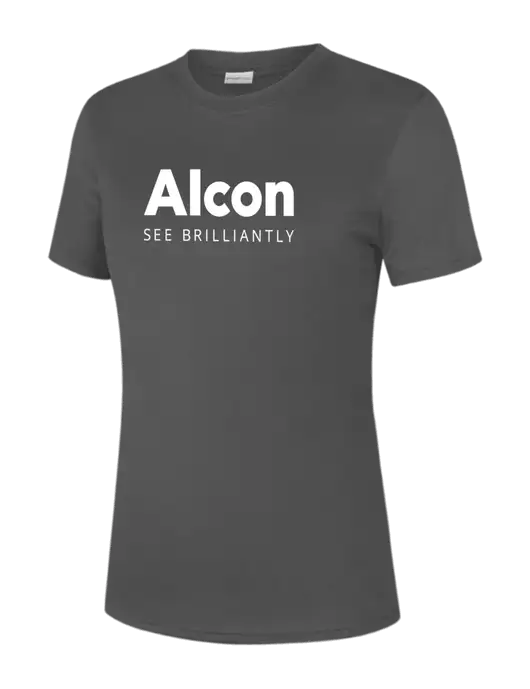  Womens Dark Grey PosiCharge Competitor Tee w/Alcon Logo