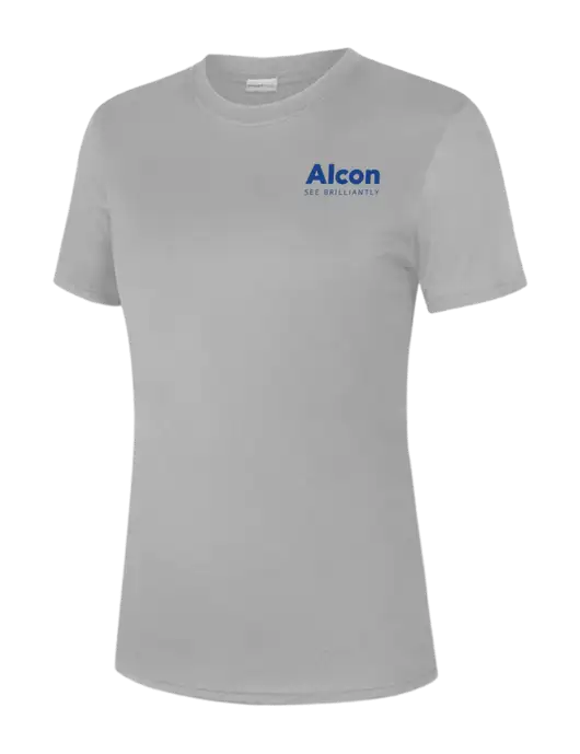  Womens Light Grey PosiCharge Competitor Tee w/Alcon Logo