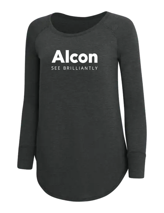 Womens Perfect Wide Collar Tunic Tri-Blend Black Frost 4.5 oz T-Shirt w/Alcon Logo
