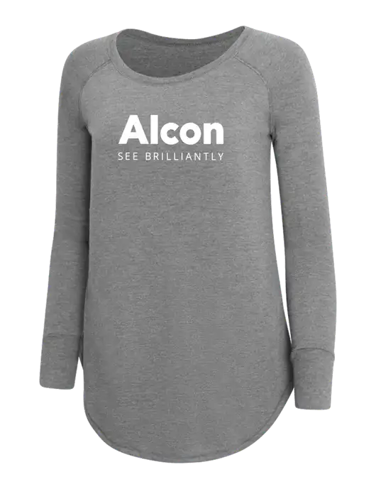 Womens Perfect Wide Collar Tunic Tri-Blend Grey Frost 4.5 oz T-Shirt w/Alcon Logo