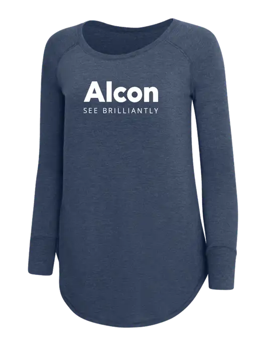 Womens Perfect Wide Collar Tunic Tri-Blend Navy Frost 4.5 oz T-Shirt w/Alcon Logo