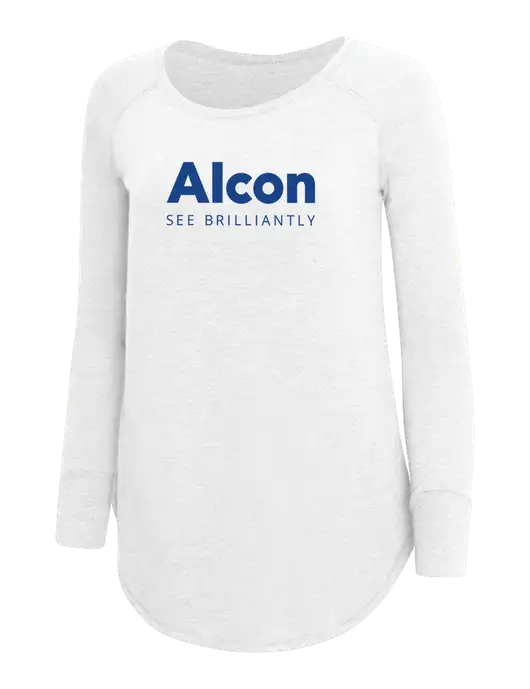 Womens Perfect Wide Collar Tunic Tri-Blend White 4.5 oz T-Shirt w/Alcon Logo