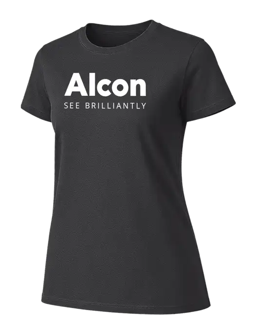 Womens Ring Spun Charcoal 4.5 oz T-Shirt w/Alcon Logo