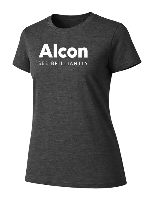 Womens Ring Spun Dark Heather Grey 4.5 oz T-Shirt w/Alcon Logo