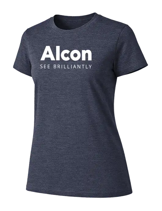 Womens Ring Spun Heather Navy 4.5 oz T-Shirt w/Alcon Logo
