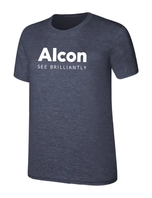 Womens Ring Spun Heather Navy 4.5 oz T-Shirt w/Alcon Logo