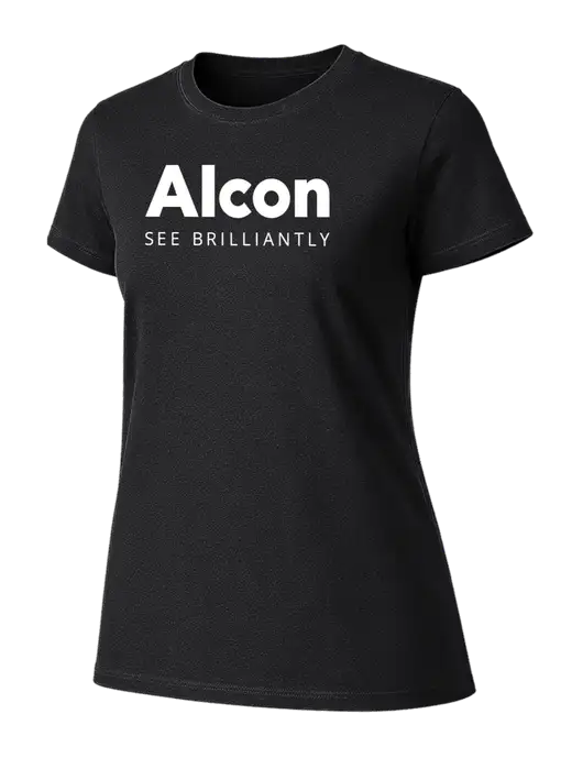 Womens Ring Spun Jet Black 4.5 oz T-Shirt w/Alcon Logo