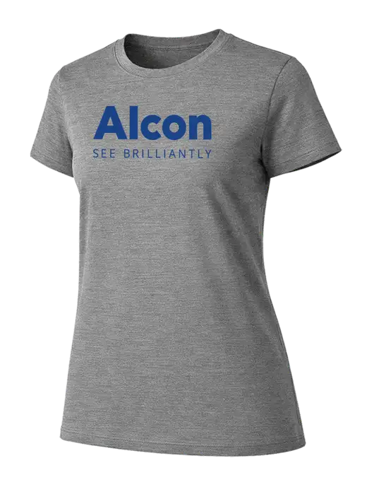 Womens Ring Spun Light Grey Heather 4.5 oz T-Shirt w/Alcon Logo