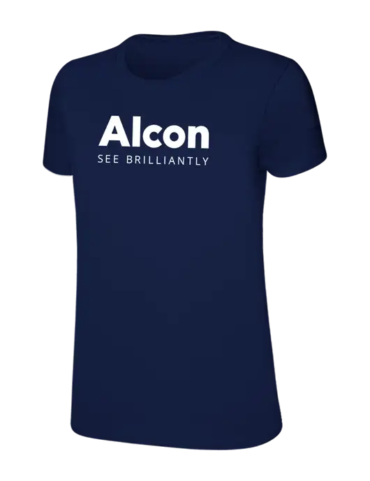 Womens Ring Spun Navy 4.5 oz T-Shirt w/Alcon Logo