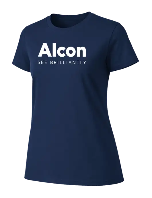Womens Ring Spun Navy 4.5 oz T-Shirt w/Alcon Logo