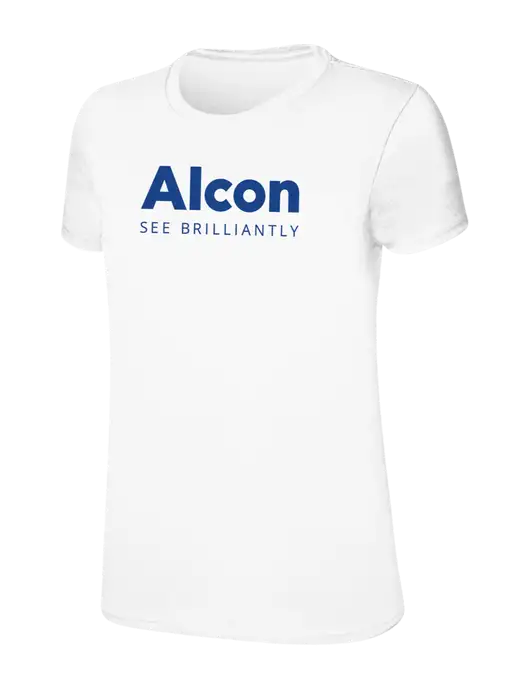 Womens Ring Spun White 4.5 oz T-Shirt w/Alcon Logo