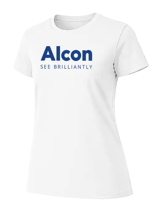 Womens Ring Spun White 4.5 oz T-Shirt w/Alcon Logo