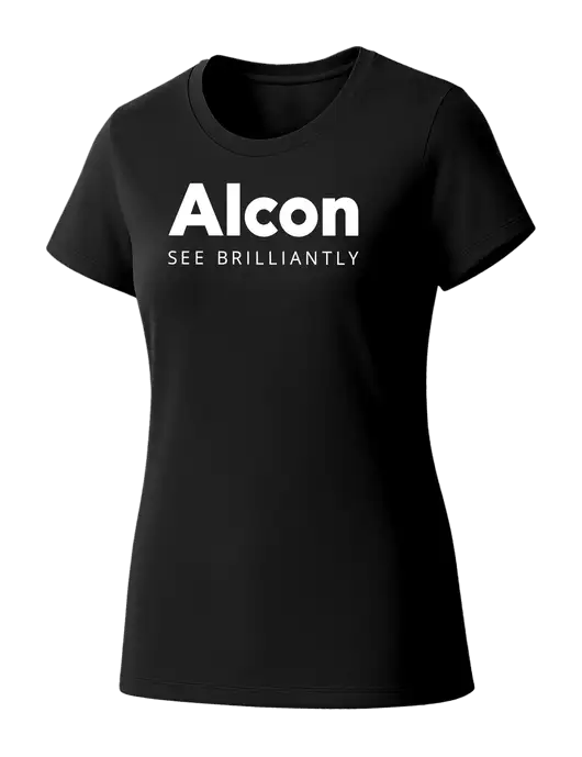 Womens Seriously Soft Black T-Shirt w/Alcon Logo