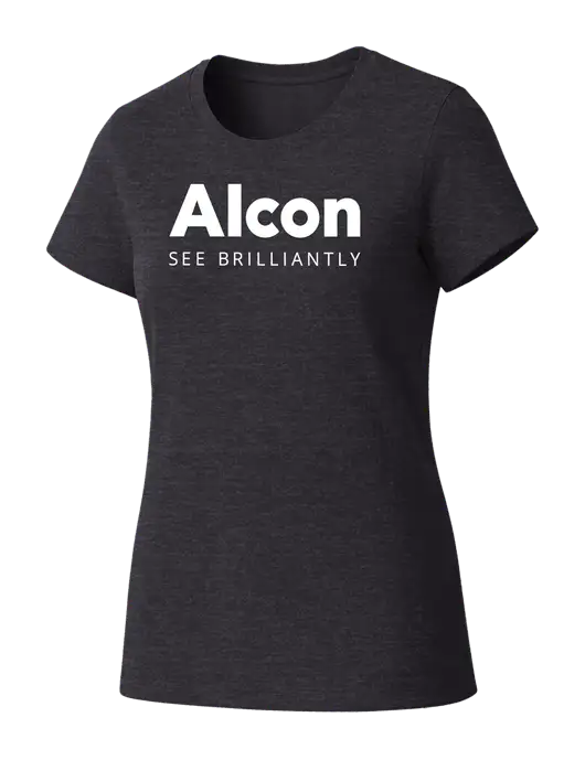 Womens Seriously Soft Heathered Charcoal T-Shirt w/Alcon Logo