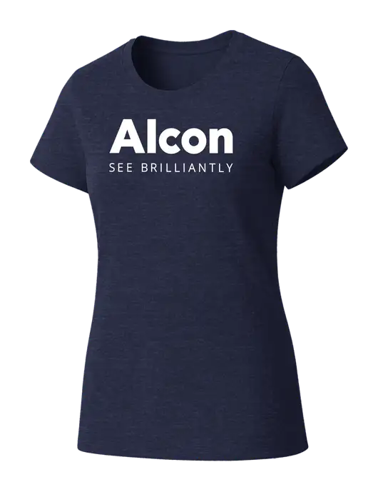 Womens Seriously Soft Heathered Navy T-Shirt w/Alcon Logo