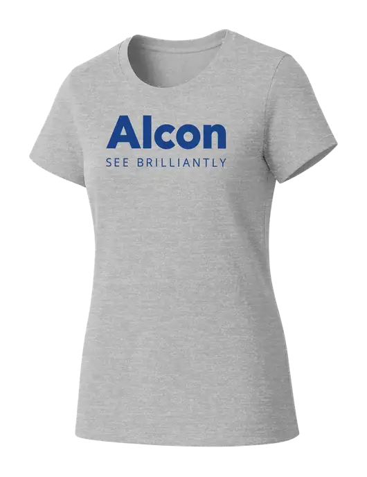 Womens Seriously Soft Light Heathered Grey T-Shirt w/Alcon Logo