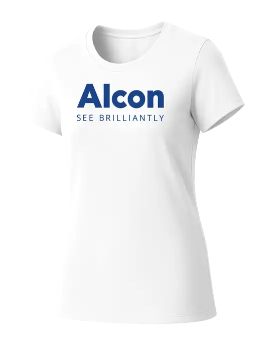 Womens Seriously Soft White T-Shirt w/Alcon Logo