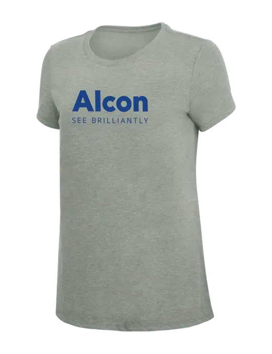 Womens Simply Soft Grey Frost 4.5oz  Poly/Combed Ring Spun Cotton T-Shirt w/Alcon Logo