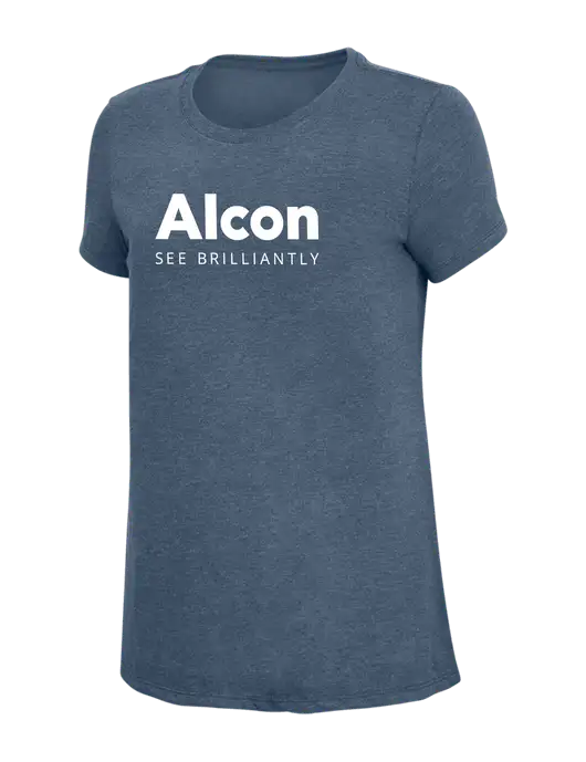 Womens Simply Soft Navy Frost 4.5oz  Poly/Combed Ring Spun Cotton T-Shirt w/Alcon Logo