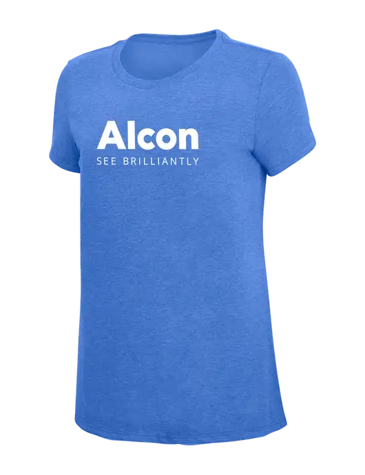 Womens Simply Soft Royal Frost 4.5oz  Poly/Combed Ring Spun Cotton T-Shirt w/Alcon Logo