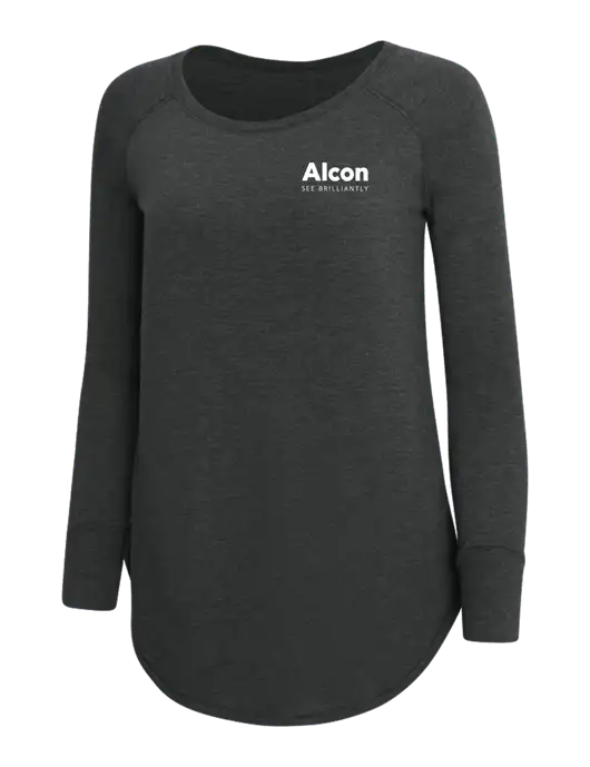 Womens Perfect Wide Collar Tunic Tri-Blend Black Frost 4.5 oz T-Shirt w/Alcon Logo