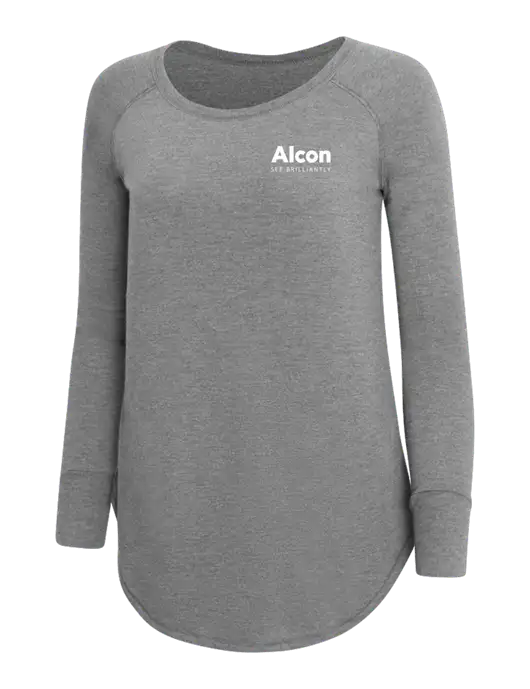 Womens Perfect Wide Collar Tunic Tri-Blend Grey Frost 4.5 oz T-Shirt w/Alcon Logo