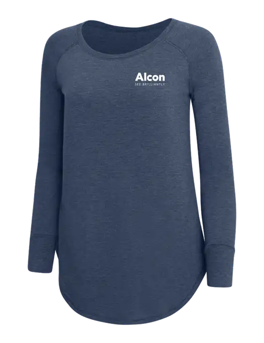 Womens Perfect Wide Collar Tunic Tri-Blend Navy Frost 4.5 oz T-Shirt w/Alcon Logo