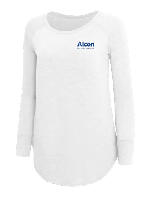Womens Perfect Wide Collar Tunic Tri-Blend White 4.5 oz T-Shirt w/Alcon Logo