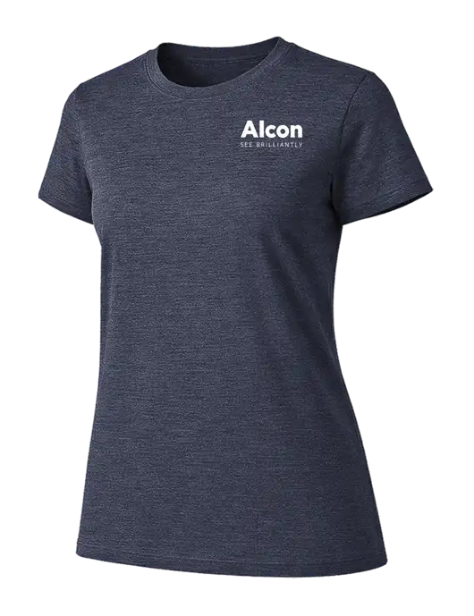 Womens Ring Spun Heather Navy 4.5 oz T-Shirt w/Alcon Logo