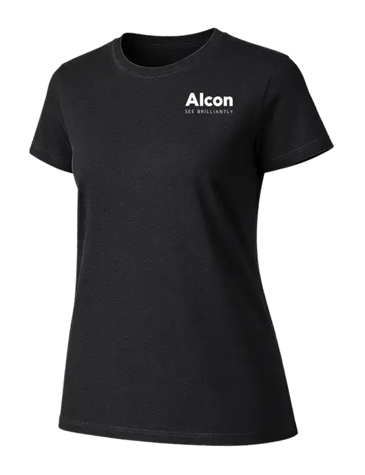 Womens Ring Spun Jet Black 4.5 oz T-Shirt w/Alcon Logo