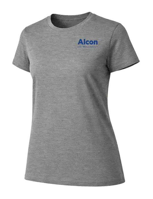 Womens Ring Spun Light Grey Heather 4.5 oz T-Shirt w/Alcon Logo