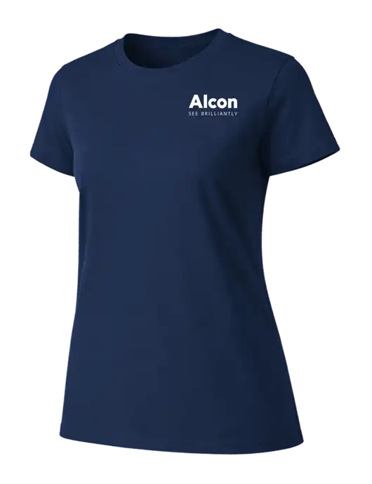 Womens Ring Spun Navy 4.5 oz T-Shirt w/Alcon Logo