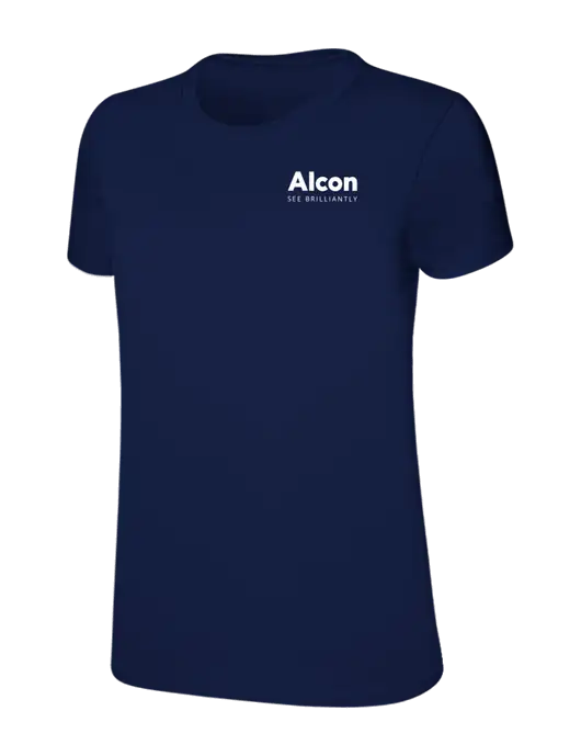 Womens Ring Spun Navy 4.5 oz T-Shirt w/Alcon Logo