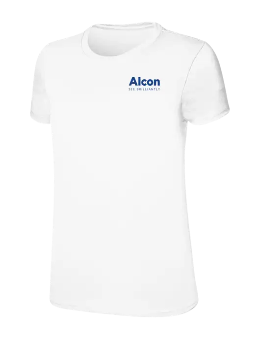 Womens Ring Spun White 4.5 oz T-Shirt w/Alcon Logo