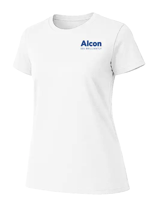 Womens Ring Spun White 4.5 oz T-Shirt w/Alcon Logo