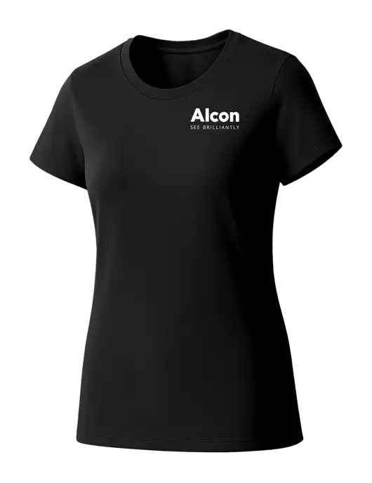 Womens Seriously Soft Black T-Shirt w/Alcon Logo