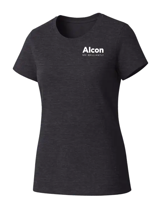 Womens Seriously Soft Heathered Charcoal T-Shirt w/Alcon Logo