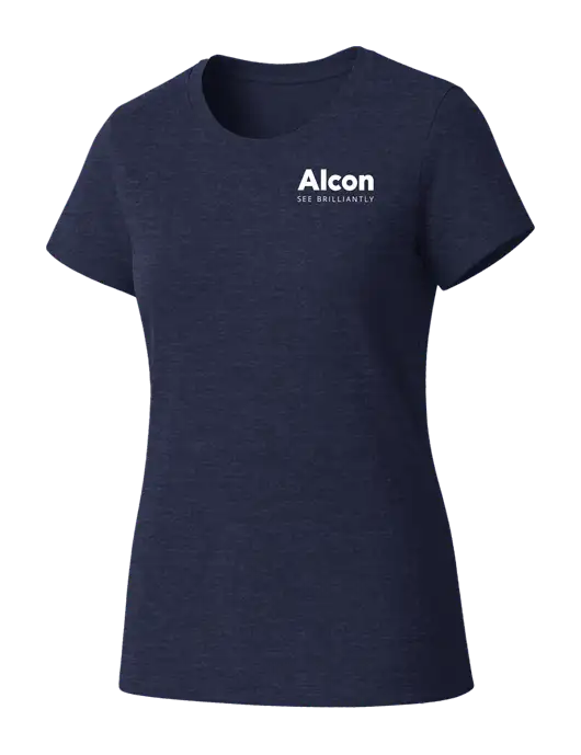 Womens Seriously Soft Heathered Navy T-Shirt w/Alcon Logo