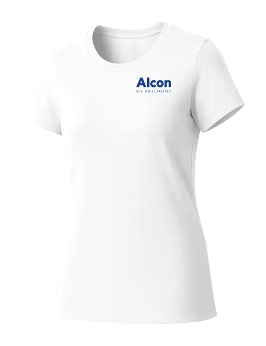 Womens Seriously Soft White T-Shirt w/Alcon Logo