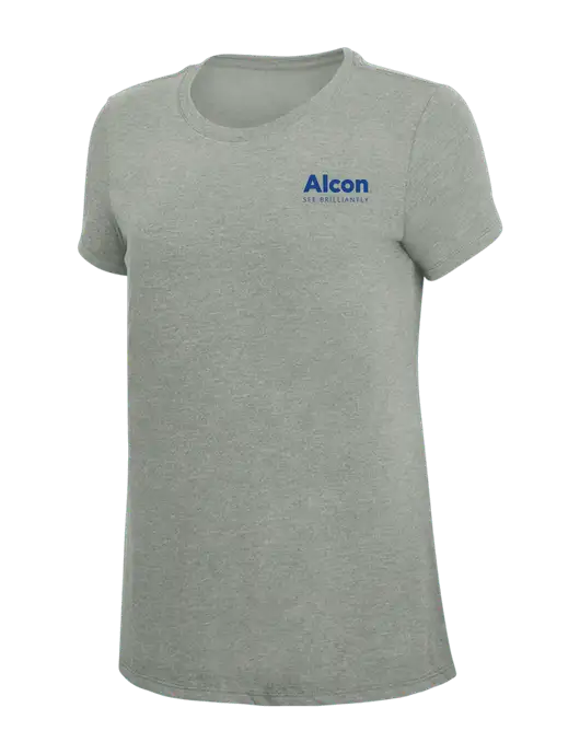 Womens Simply Soft Grey Frost 4.5oz  Poly/Combed Ring Spun Cotton T-Shirt w/Alcon Logo
