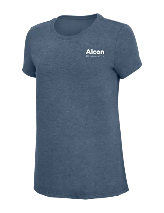 Womens Simply Soft Navy Frost 4.5oz  Poly/Combed Ring Spun Cotton T-Shirt w/Alcon Logo