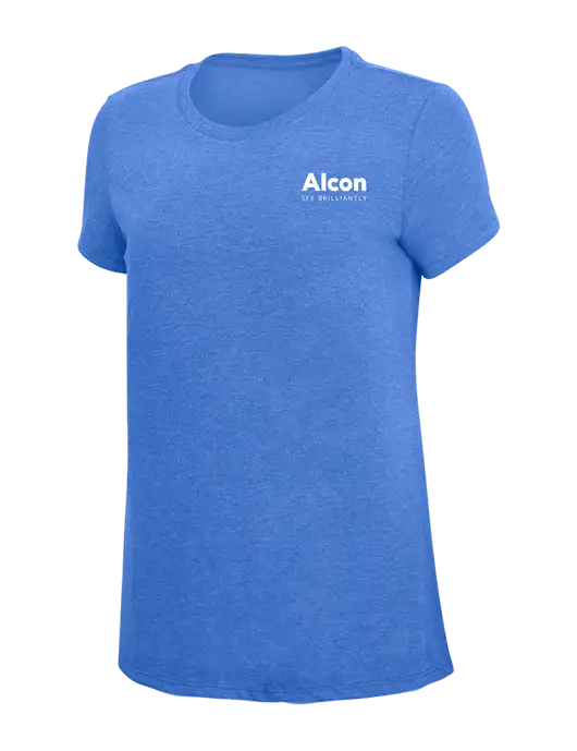 Womens Simply Soft Royal Frost 4.5oz  Poly/Combed Ring Spun Cotton T-Shirt w/Alcon Logo