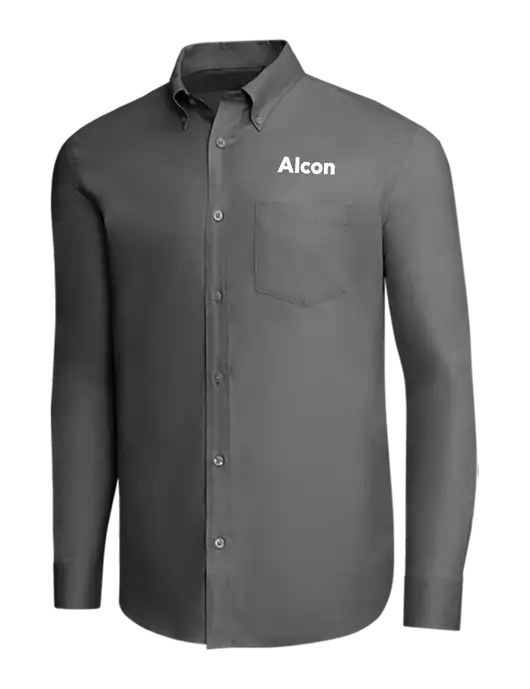 Brooks Brothers Dark Grey Wrinkle-Free Stretch Pinpoint Shirt w/Alcon Logo
