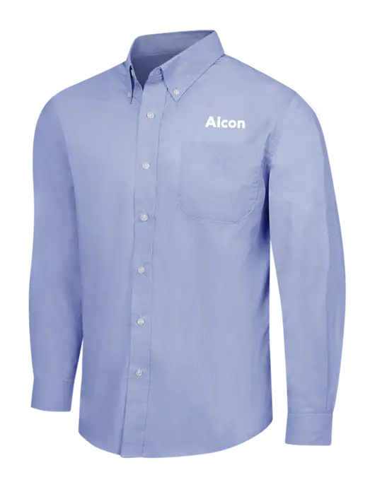 Light Slate Blue Crosshatch Easy Care Shirt w/Alcon Logo