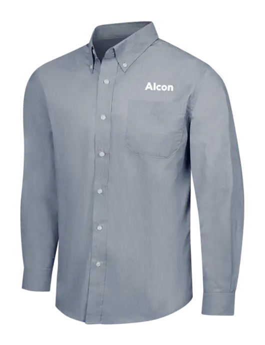 Navy Frost Crosshatch Easy Care Shirt w/Alcon Logo